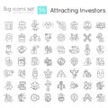 Attracting investors linear icons set