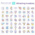 Attracting investors RGB color icons set
