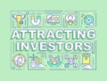 Attracting investors word concepts light green banner
