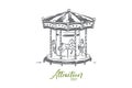 Attraction, carousel, fun, entertainment, park concept. Hand drawn isolated vector.