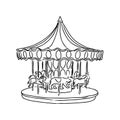 Attraction, carousel, fun, entertainment, park concept. Hand drawn carousel attraction for children in park concept