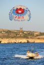 Attraction flight over the sea on a parachute