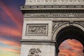 The attraction and monument of the Arc of Triumph of Paris is one of the most famous monuments of the French capital Royalty Free Stock Photo