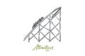 Attraction, rollercoaster, fun, ride, amusement concept. Hand drawn isolated vector.