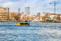 Attraction in Rotterdam, an amphibious vehicle in the river `de nieuwe Maas`