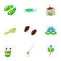 Attractions of Brazil icons set, cartoon style Royalty Free Stock Photo