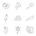 Attractions of Brazil icons set, outline style