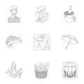 Attractions in France. Things to learn about France. France country icon in set collection on outline style vector