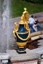 Attractions of the Peterhof Museum-reserve. Sculptures Of the main fountain `Grand Cascade`. The Sculpture `Vase`.