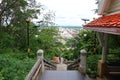 Attractions on the stairs up and down Wat Khao Kob or Wat Woranat Banphot, Nakhon Sawan Province, Thailand