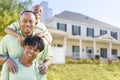 Attractive African American Family in Front of Home Royalty Free Stock Photo