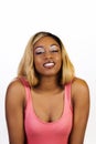 Attractive African American Woman Blond Wig Smiling Royalty Free Stock Photo