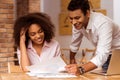 Attractive Afro-American couple working Royalty Free Stock Photo