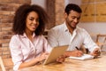 Attractive Afro-American couple working Royalty Free Stock Photo