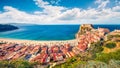 Attractive afternoon view of Scilla town with Ruffo castle on background, administratively part of the Metropolitan City of Reggio Royalty Free Stock Photo