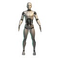 Futuristic robot, male cyborg isolated on white background 3d illustration background