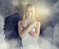 Attractive angel with black wings
