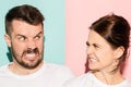 Attractive angry couple fighting and shouting at each other Royalty Free Stock Photo