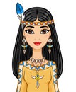 The attractive animation girl in clothes of the American Indian. Royalty Free Stock Photo