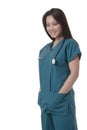 Attractive Asian nurse in scurbs