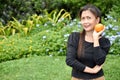 A Happy Female Senior With Fruit