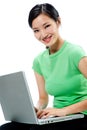 An attractive Asian woman with laptop Royalty Free Stock Photo