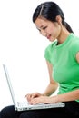 An attractive Asian woman with laptop