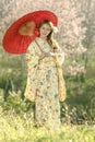 Attractive asian woman wearing traditional japanese. Royalty Free Stock Photo