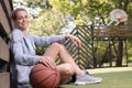 attractive athletic young woman having break Royalty Free Stock Photo