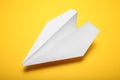 Attractive aviation background, bright paper plane Royalty Free Stock Photo