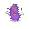 An attractive bacteria bacilli cartoon design style playing juggling