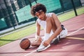 Attractive basketball player Royalty Free Stock Photo