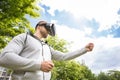 Man Enjoying Virtual Reality Glasses