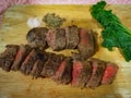 Attractive beef steak, main course during dinner time