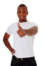 Attractive black guy showing thumbs up