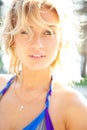 Attractive blond woman enjoy summer sun Royalty Free Stock Photo