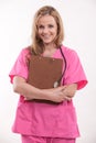 Attractive blonde female caucasian nurse doctor