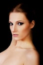 Attractive blonde topless woman with dark make up Royalty Free Stock Photo