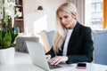 Attractive blonde woman working at home Royalty Free Stock Photo