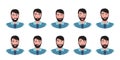 Attractive boy with beard showing different facial expressions