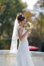 Attractive bride in park Royalty Free Stock Photo