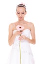 Attractive bride white wedding dress with flower Royalty Free Stock Photo