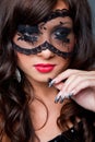 Attractive brunette with acy mask on eyes