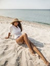 Woman Resting on the Beach During Vacation Royalty Free Stock Photo