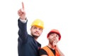 Attractive builder with businessman Royalty Free Stock Photo