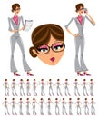 Attractive business girl illustrations large set.