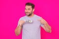 Attractive business man counting money. Handsome middle age man holding 100 dollar banknotes. Successful businessman Royalty Free Stock Photo