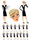 Attractive business woman illustrations set.