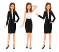 Attractive business woman set. Girl in suit. Vector character.