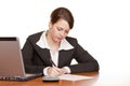 Attractive business woman signing contract Royalty Free Stock Photo